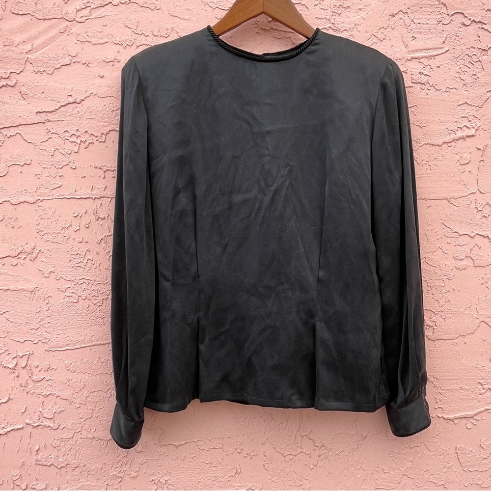 Vintage Dana Buckman Black Silk Blouse Size 8P